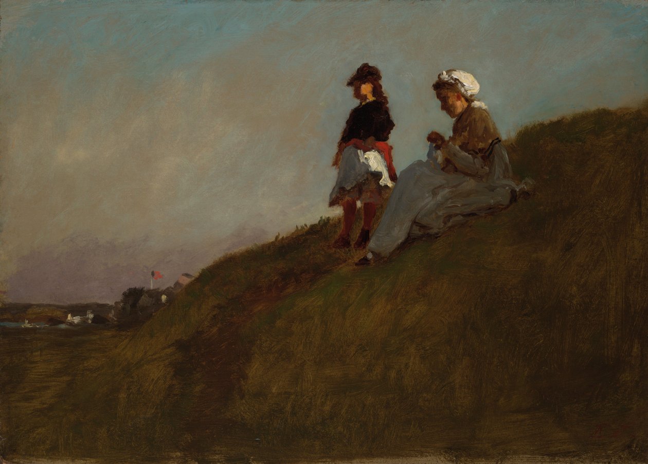 Na zboczu wzgórza (strona przednia); Dziewczyna w lesie (strona tylna) autorstwa Eastman Johnson