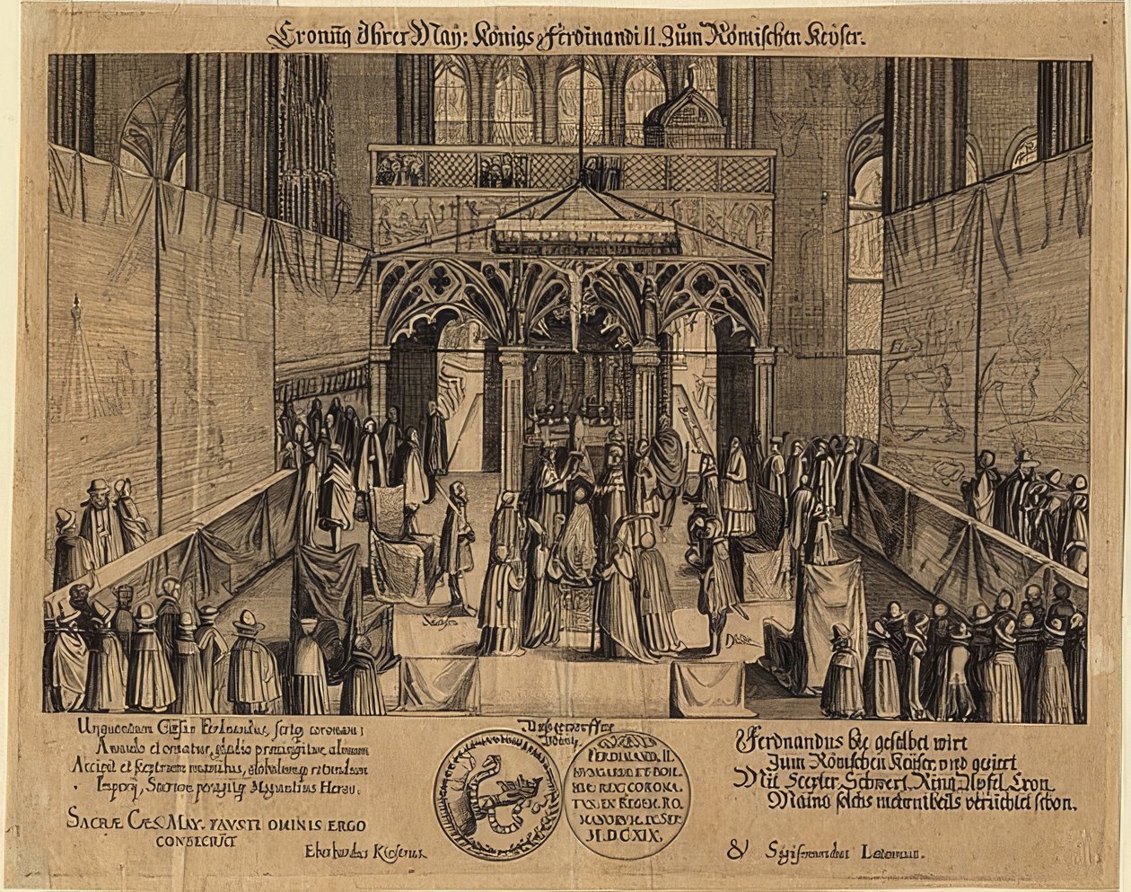 Koronacja króla Ferdynanda II na cesarza rzymskiego. 1619 autorstwa Eberhard Kieser