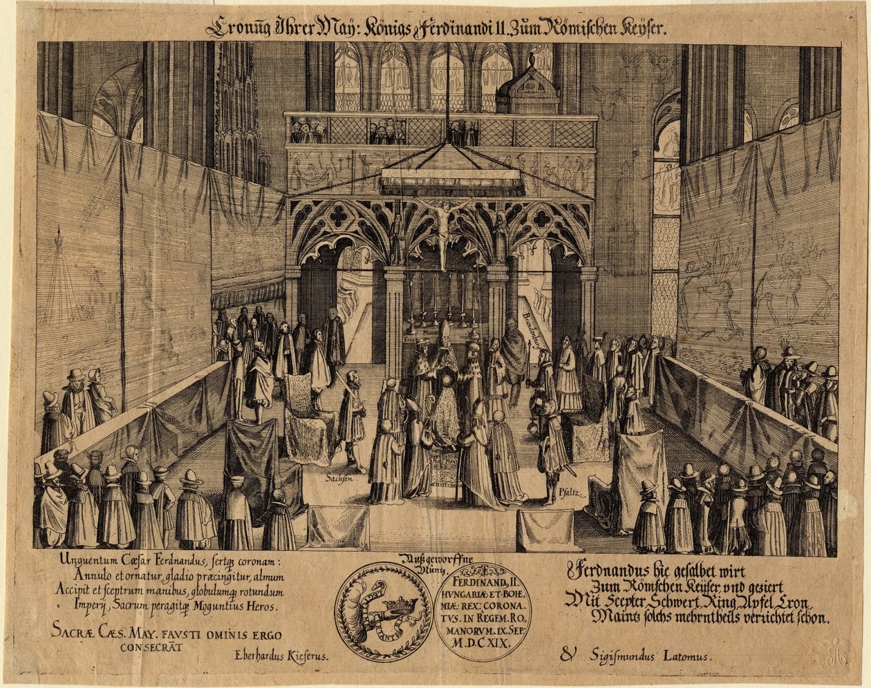Ferdynand II Cesarz Rzymian (1578-1637) - Koronacja króla Ferdynanda II na Świętego Cesarza Rzymskiego autorstwa Eberhard Kieser
