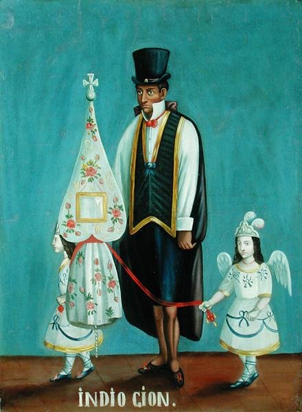 Indio Cion, ok. 1875 (olej na płótnie na płycie) autorstwa Ecuadorian School