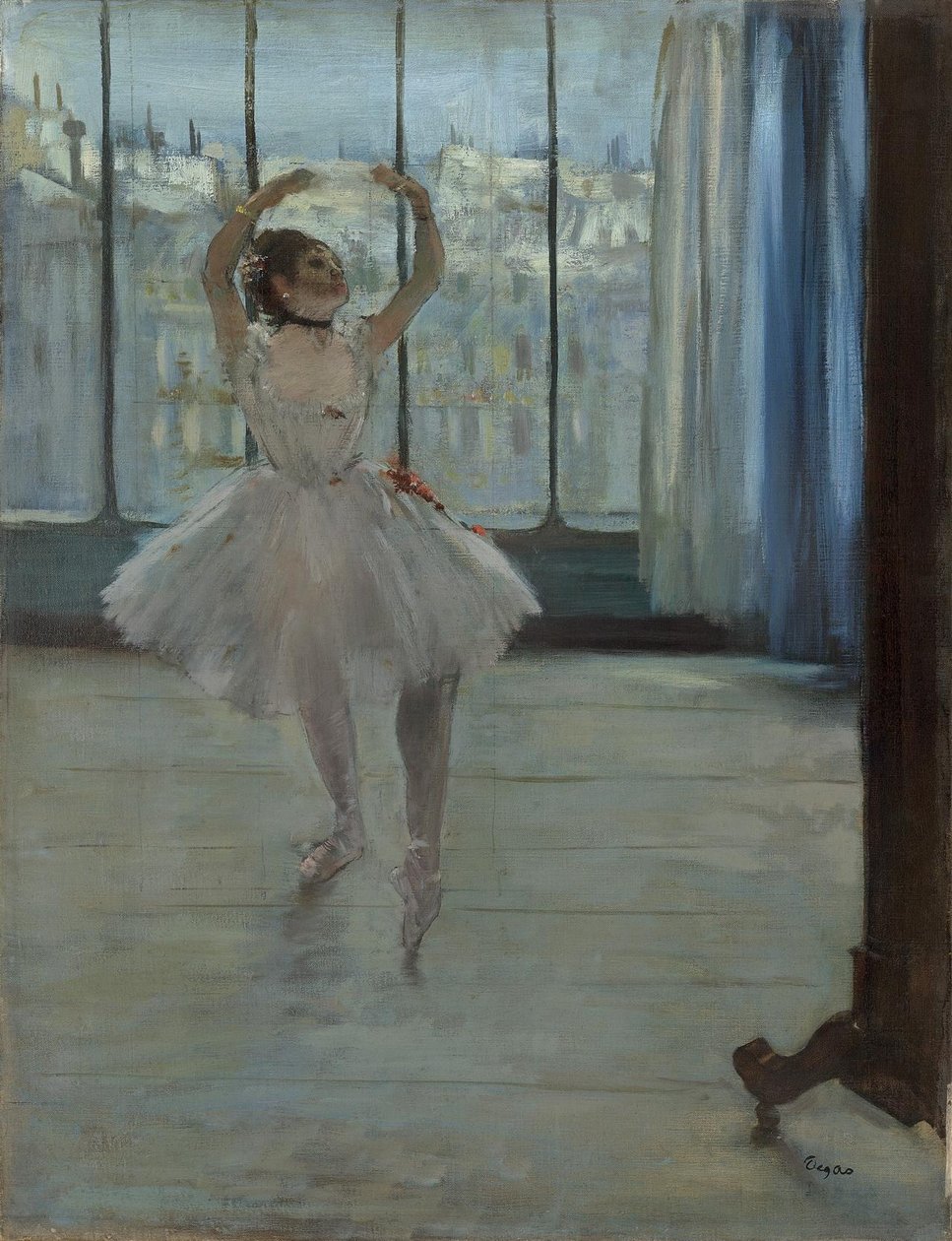 Tancerz pozujący do fotografa Tancerz przed oknem autorstwa Edgar Degas