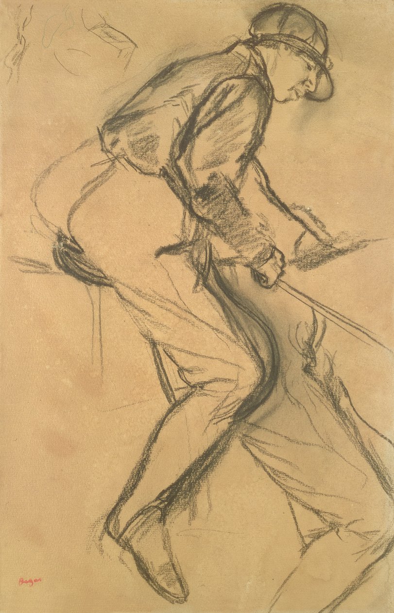 Dżokej, XIX w. (węgiel na papierze) autorstwa Edgar Degas