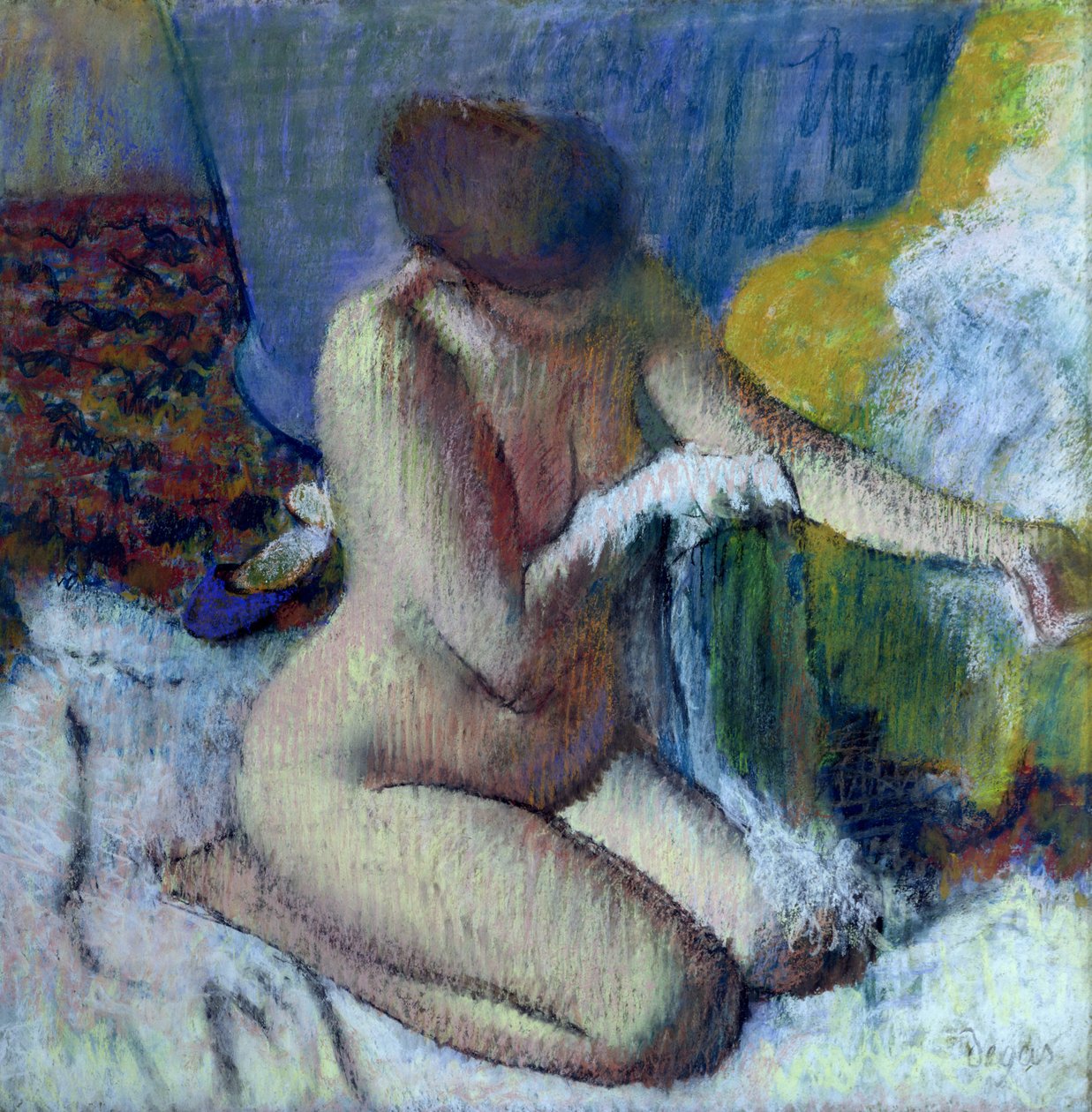 Po kąpieli, 1895 (pastel na oklejonym papierze) autorstwa Edgar Degas