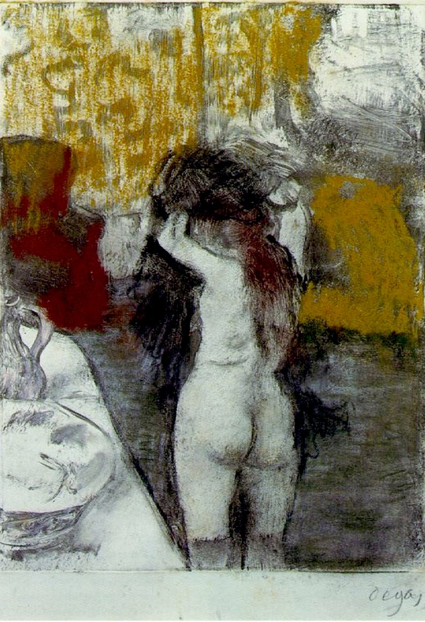Kąpiący się nad wodą, ok. 1903 (pastelowa i czarna kreda na papierze na tablicy) autorstwa Edgar Degas
