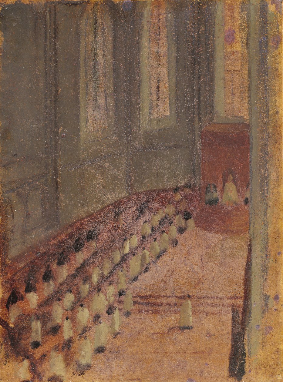 Ceremonia święceń w katedrze w Lyonie (olej na papierze marufle na płótnie) autorstwa Edgar Degas
