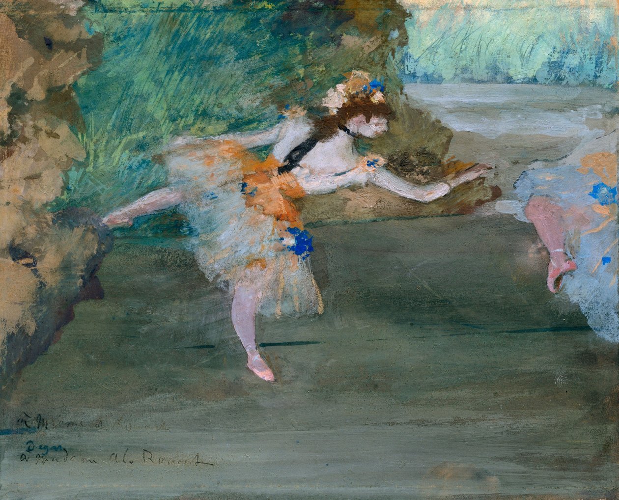 Tancerka na scenie, ok. 1877 (gwasz na graficie) autorstwa Edgar Degas