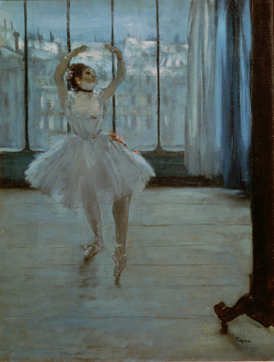 Tancerka przed oknem (tancerka w pracowni fotografa) ok. 1874-77 autorstwa Edgar Degas