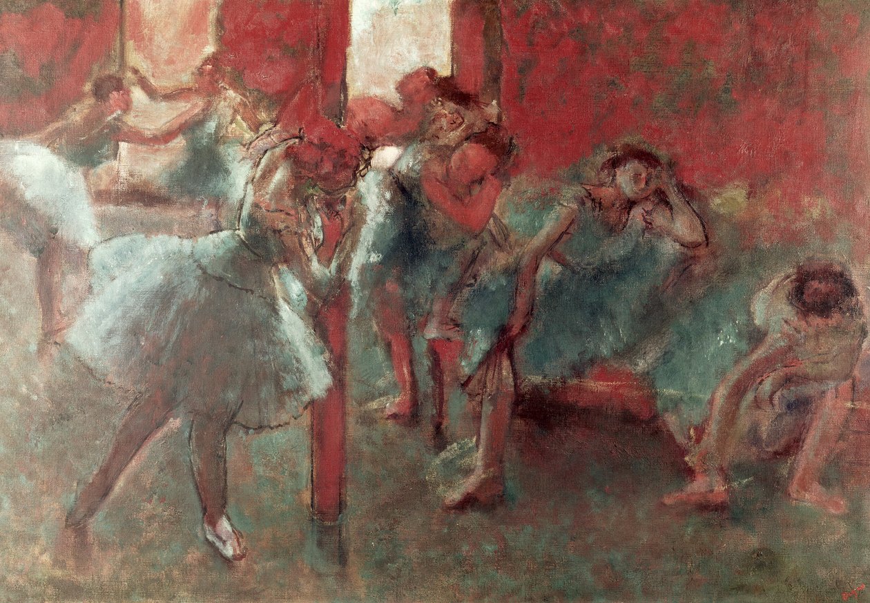 Tancerze na próbie, 1895-98 (pastel na papierze) autorstwa Edgar Degas