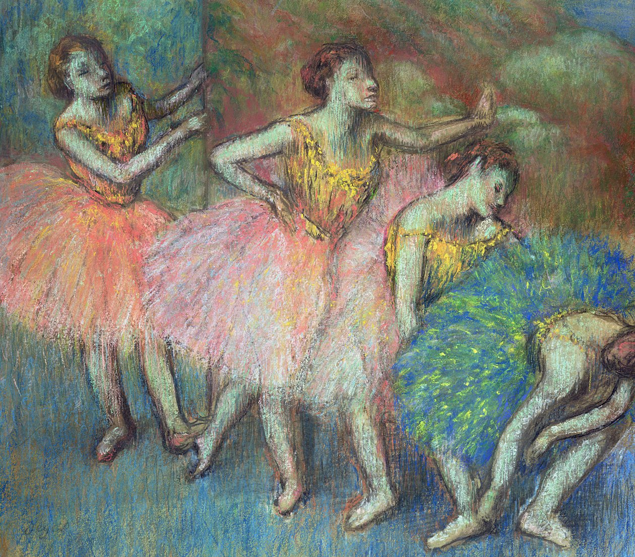Cztery tancerki, 1903 (pastel) autorstwa Edgar Degas