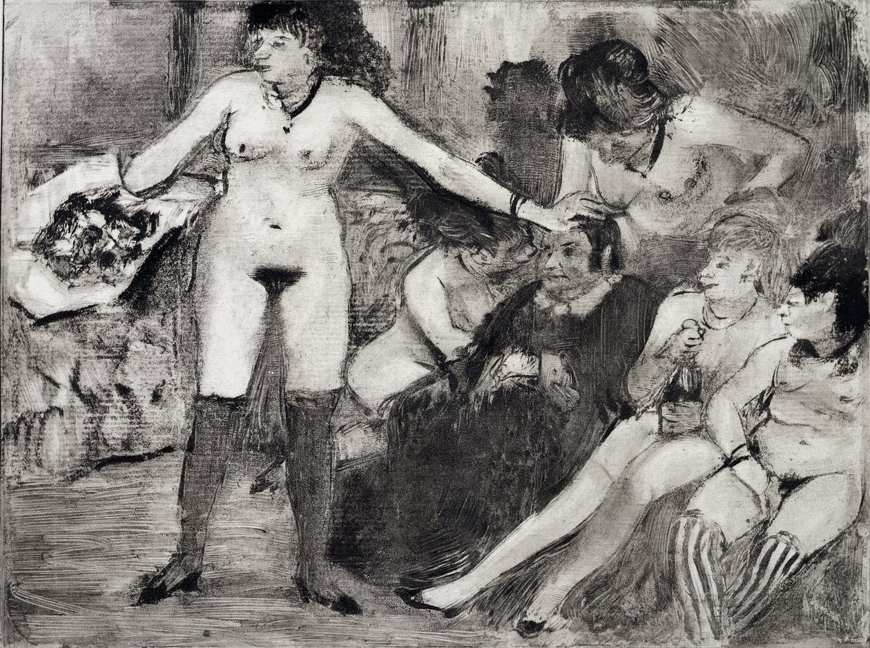 Ilustracja z „La Maison Tellier” Guy de Maupassant (1850-93) rytowana przez Maurice