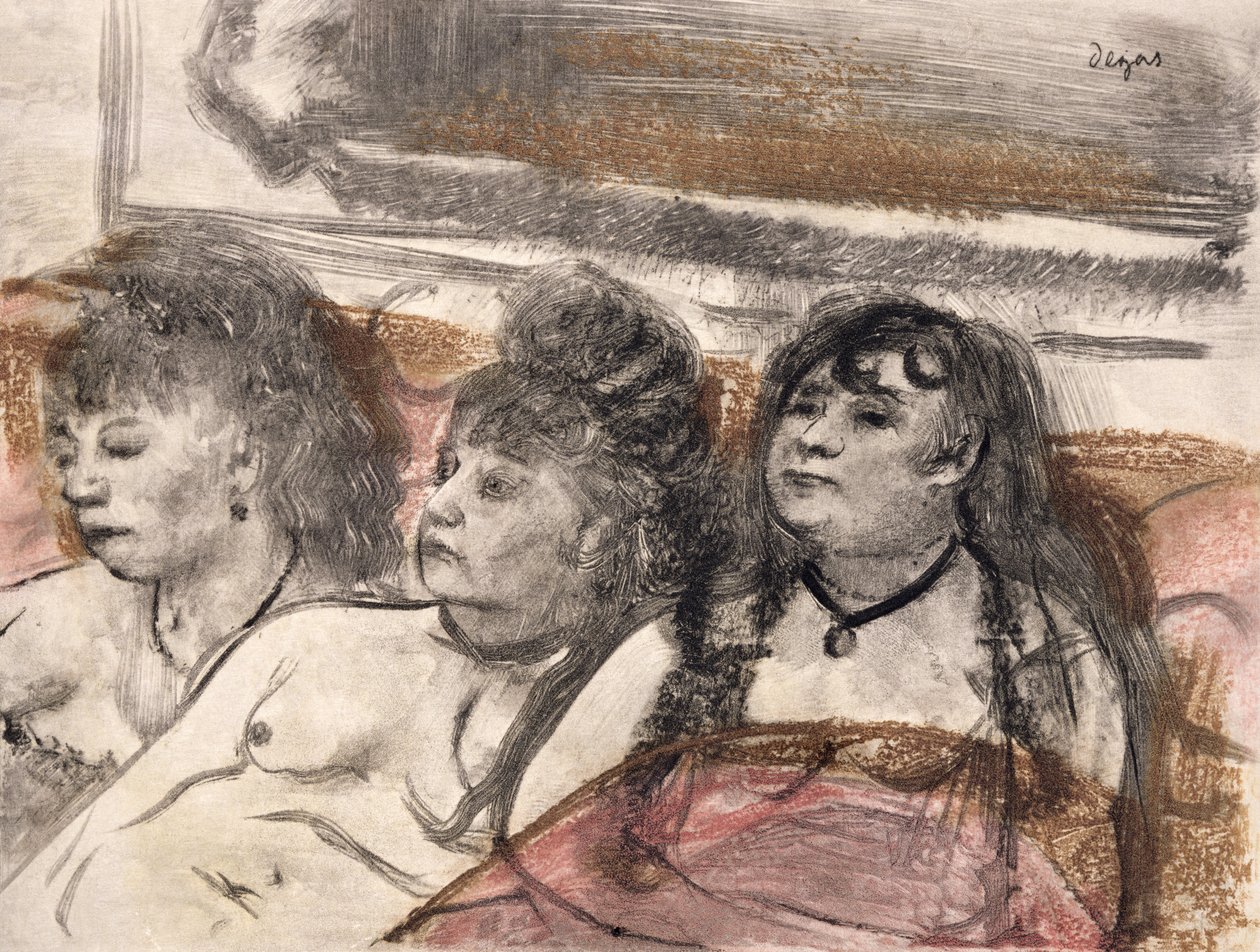 Ilustracja z "La Maison Tellier" Guy de Maupassant (1850-93), rytowana przez Maurice Potin, 1933. autorstwa Edgar Degas