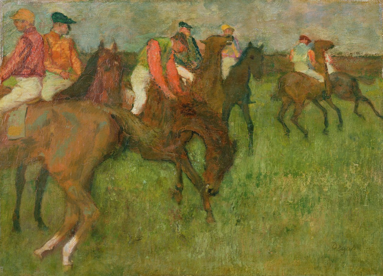 Dżokeje, 1886-90 autorstwa Edgar Degas