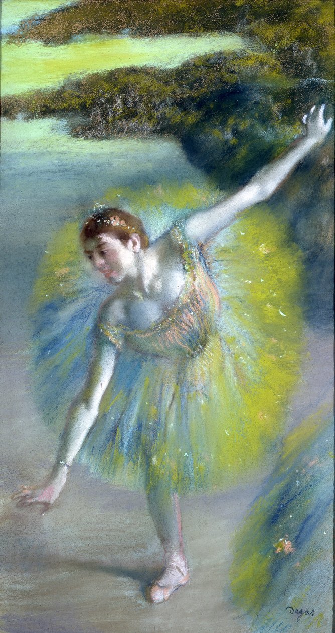 Le pas sur la scene (pastel na papierze) autorstwa Edgar Degas
