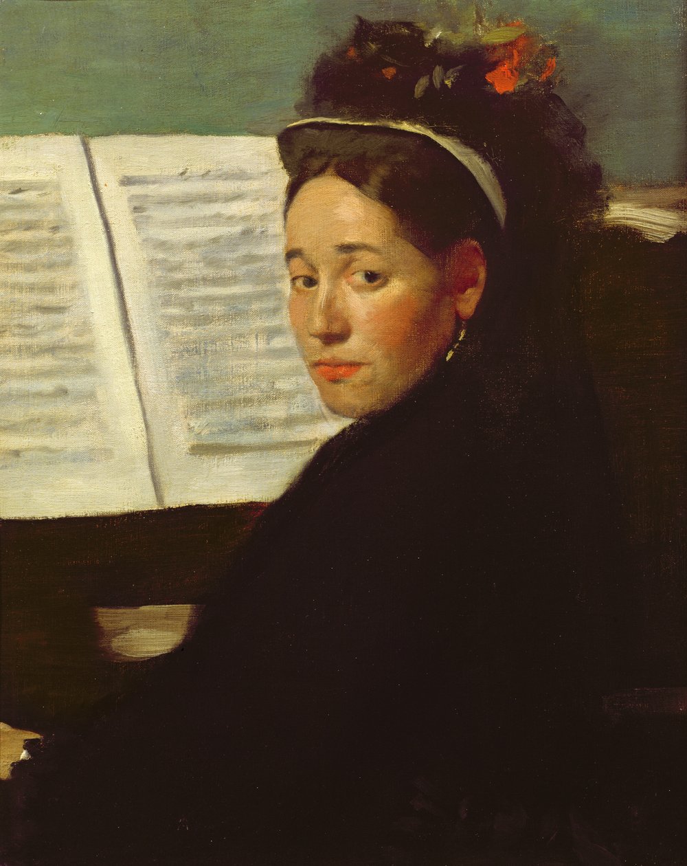 Mademoiselle Marie Dihau (1843-1935) przy fortepianie, ok. 1869-72 autorstwa Edgar Degas