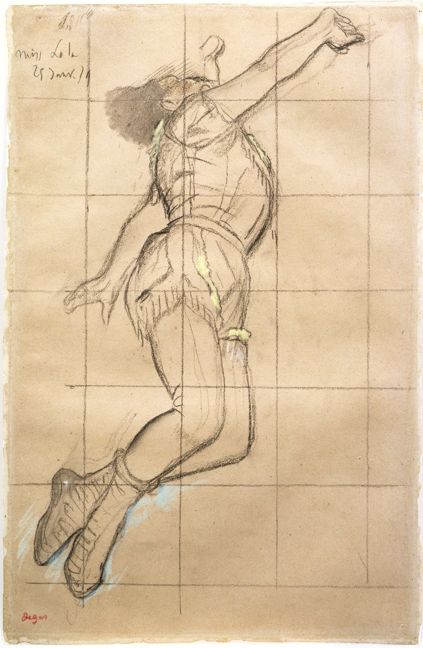 Miss La La w Cirque Fernando, 1879 (czarna kreda i pastel na papierze) autorstwa Edgar Degas