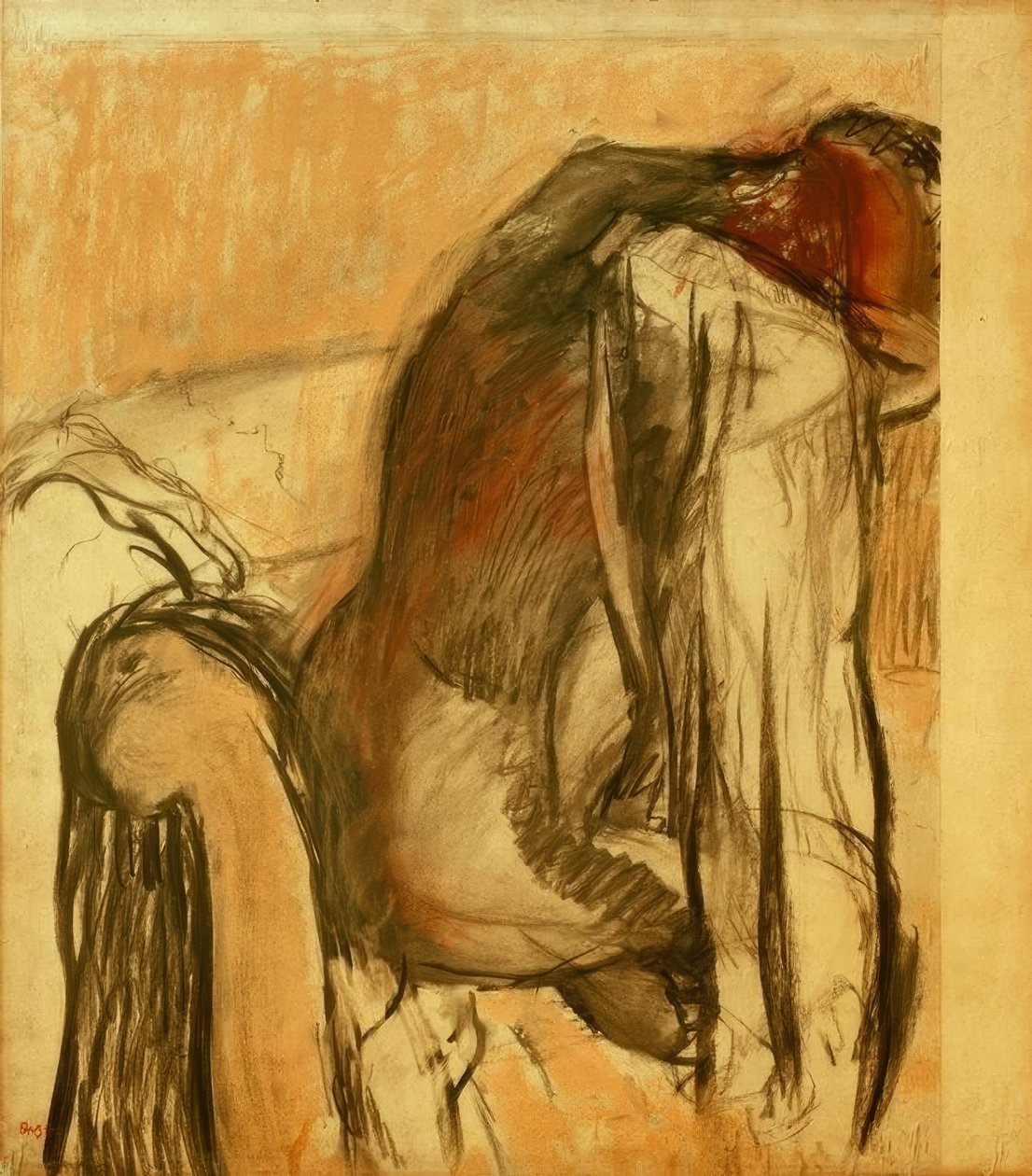Po kąpieli; kobieta sama się suszy autorstwa Edgar Degas