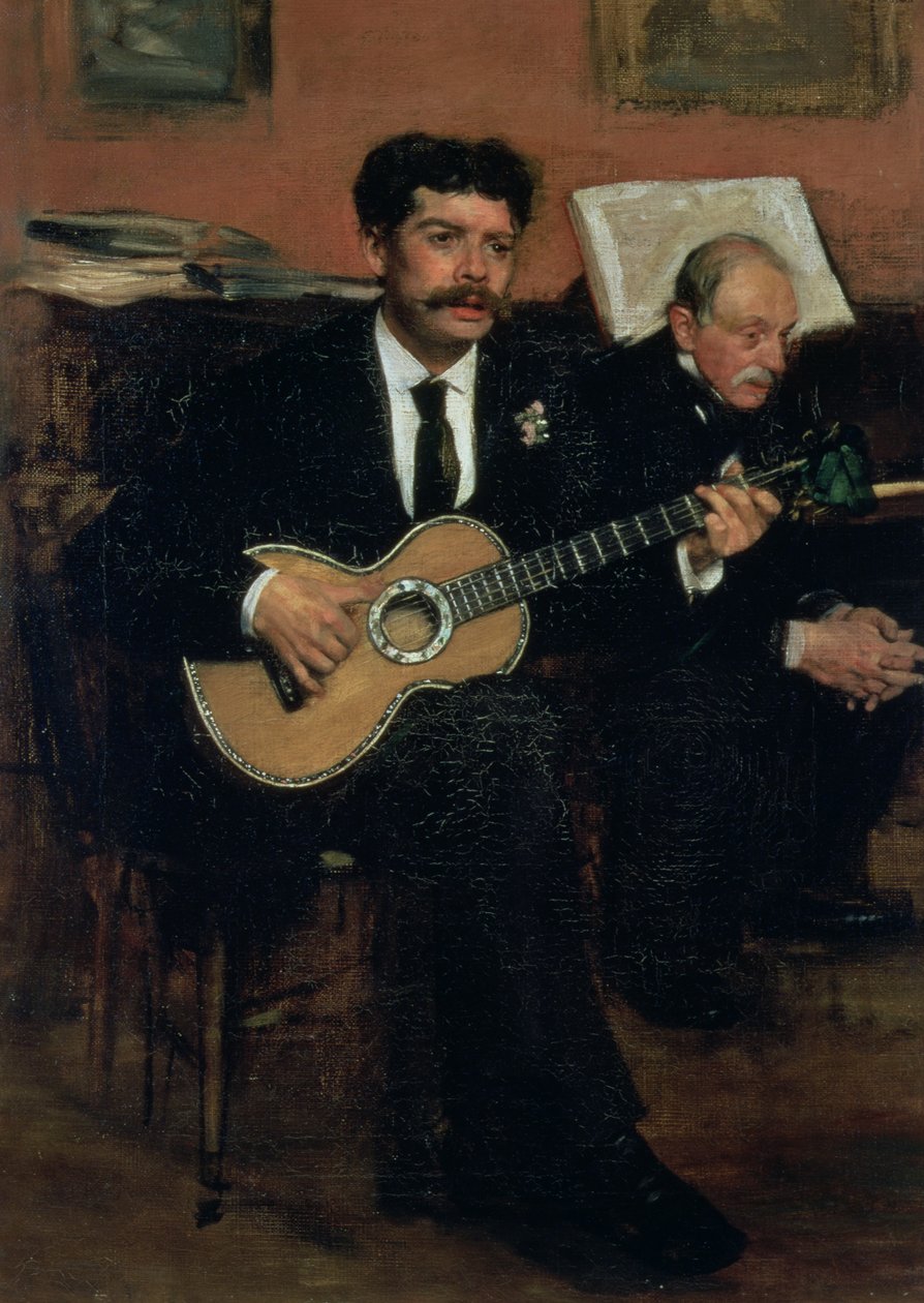 Portret Lorenza Pagansa (1838-83), hiszpańskiego tenora i Auguste Degasa (1807-74), ojca artysty, ok. 1871-72 autorstwa Edgar Degas
