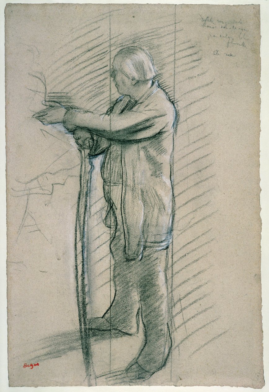 Portret tancerza Jules Perrot, 1875 (czarna kreda, kredka Conte i węgiel na papierze) autorstwa Edgar Degas