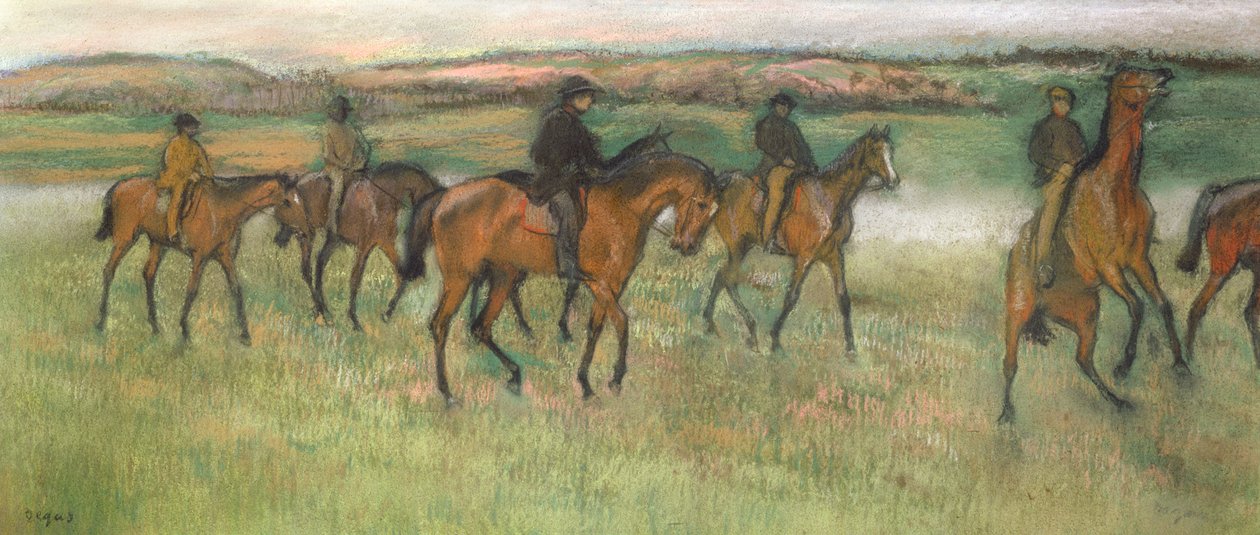 Konie wyścigowe (pastelowe) autorstwa Edgar Degas