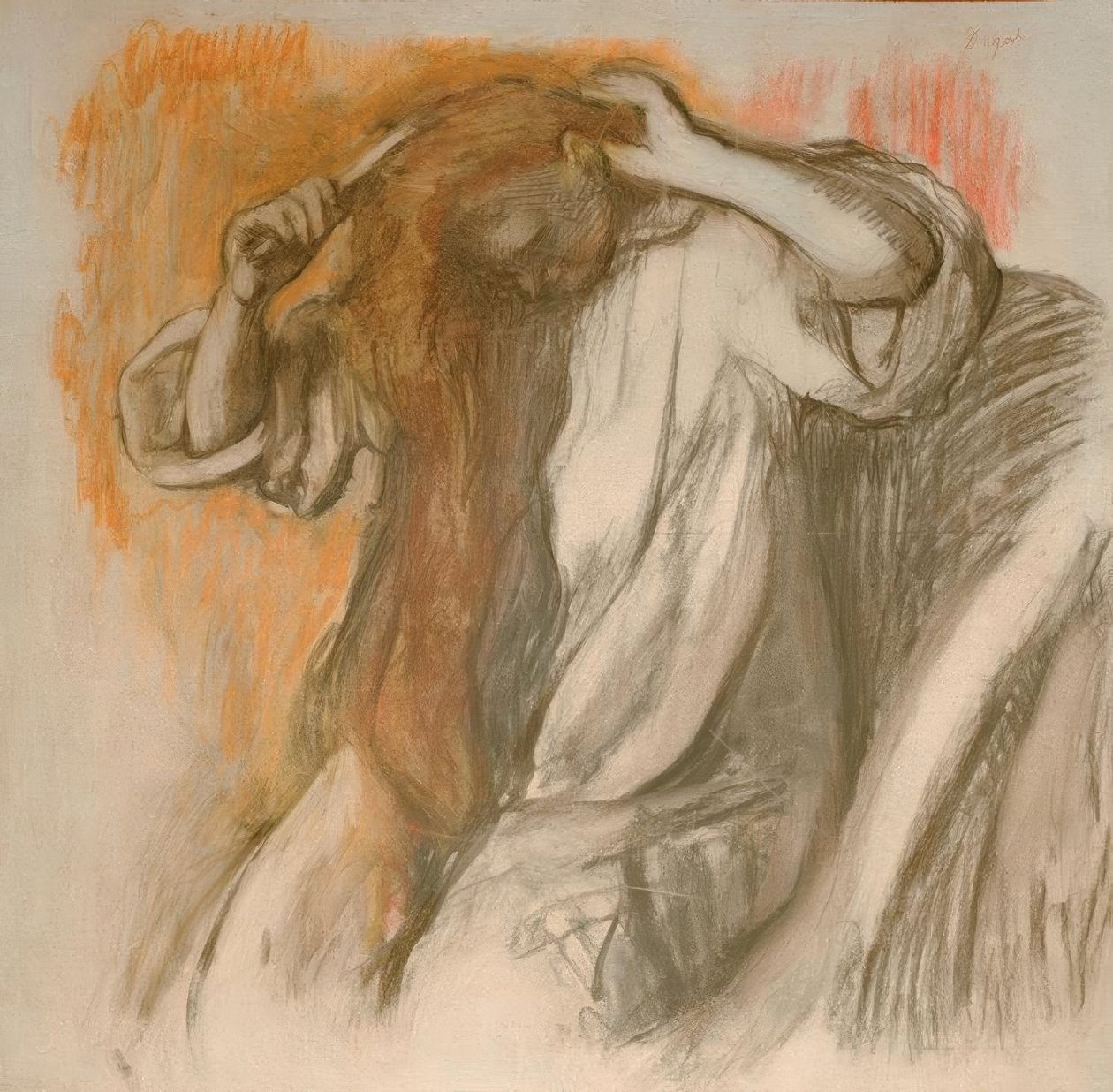 Kobieta czesząca włosy autorstwa Edgar Degas