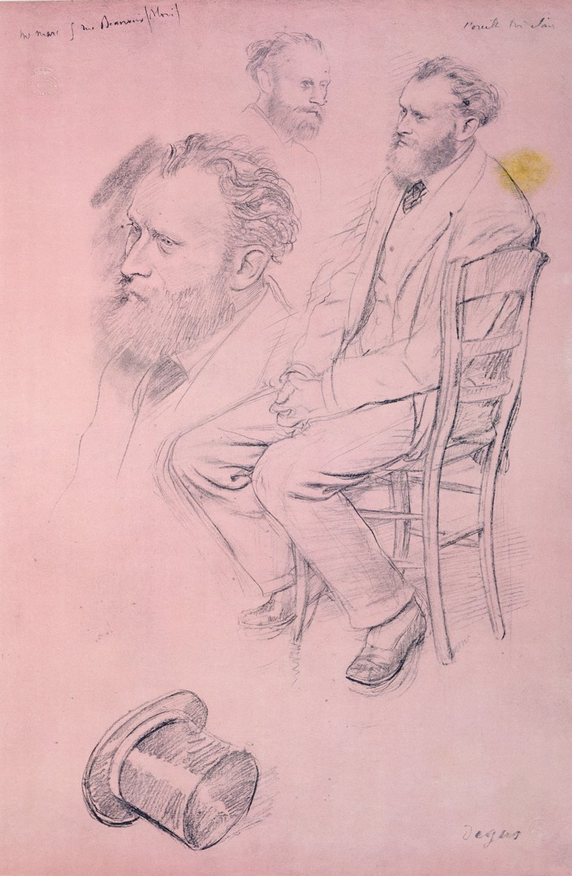 Studium do portretu Edouarda Maneta (1832-1883) 1864-66 (ołówek na podbarwionym papierze) autorstwa Edgar Degas