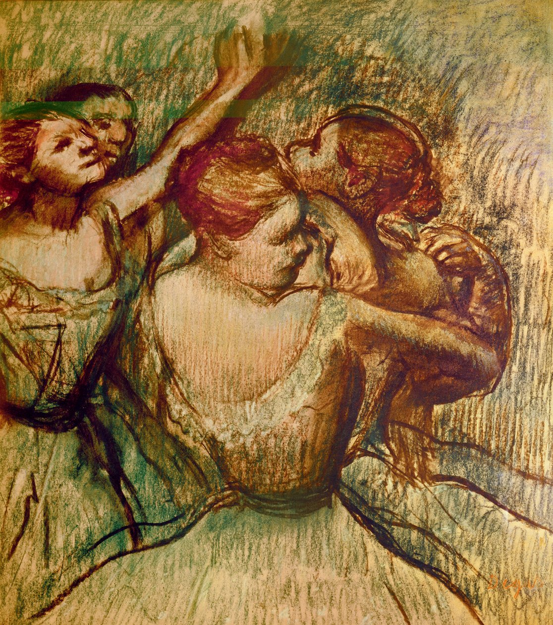 Zieloni Tancerze (pastel na papierze) autorstwa Edgar Degas