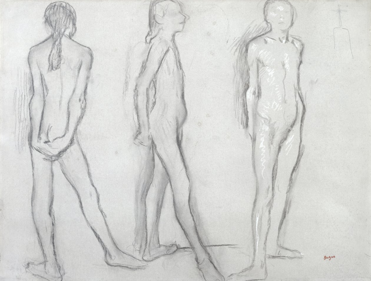 Trzy studia nagiej tancerki autorstwa Edgar Degas