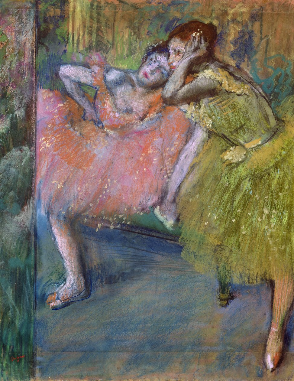 Dwóch tancerzy w foyer, ok. 1901 (pastel) autorstwa Edgar Degas