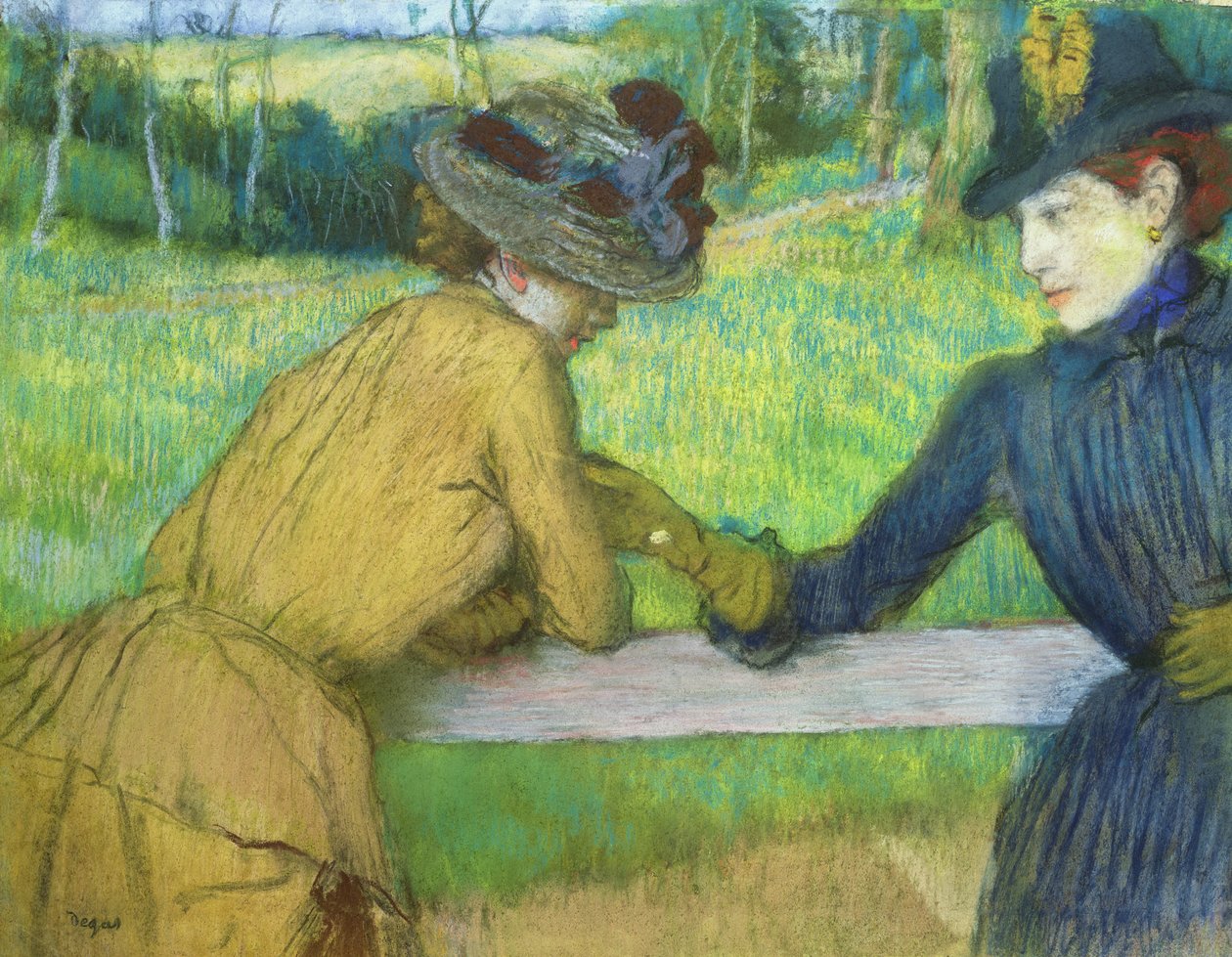 Dwie kobiety opierające się o bramę (pastel) autorstwa Edgar Degas