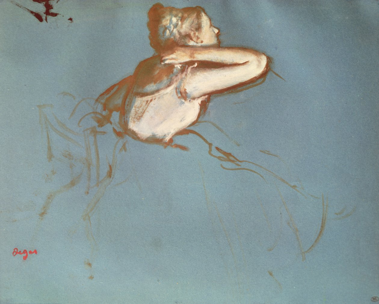 Widok profilu tancerza, ok. 1899 (gwasz i akwarela na papierze) autorstwa Edgar Degas