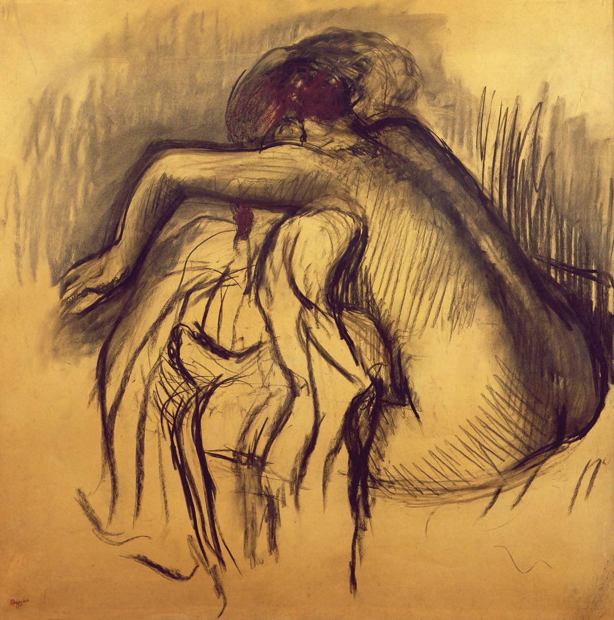 Kobieta susząca, ok. 1893-98 (węgiel na papierze) autorstwa Edgar Degas
