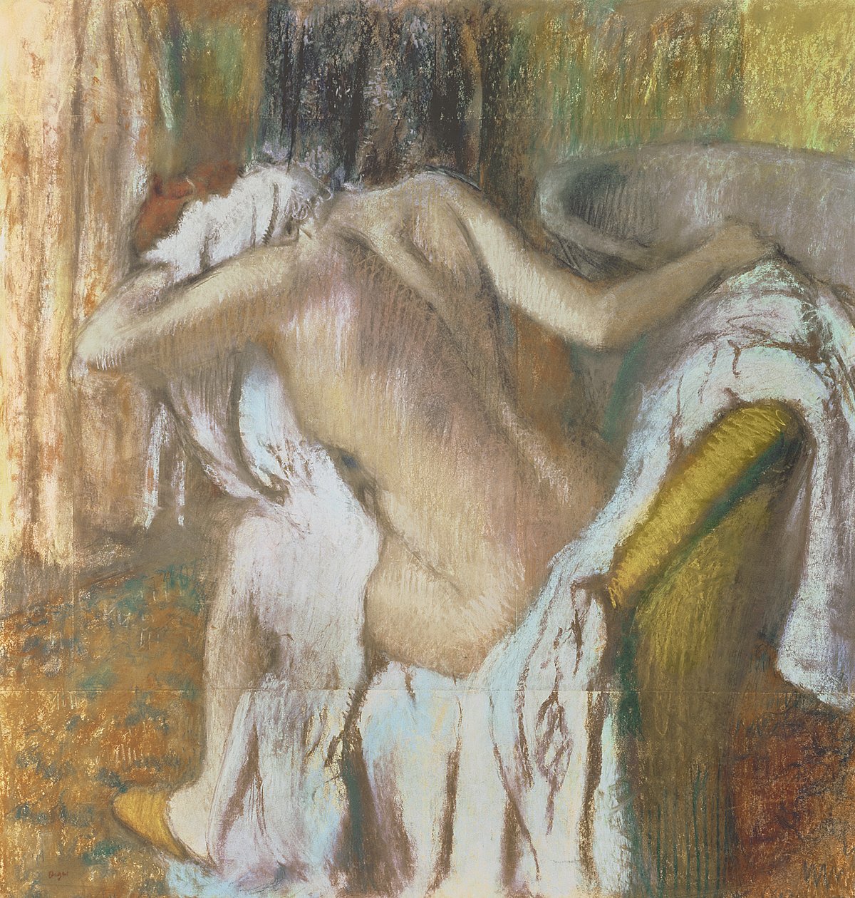 Kobieta susząca się, ok. 1888-92 (pastel) autorstwa Edgar Degas