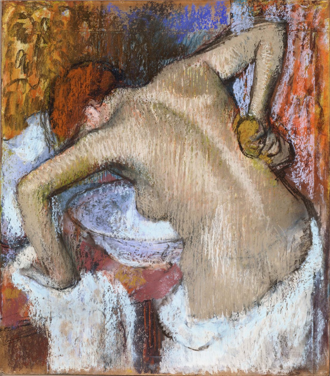 Kobieta nabiera na plecy autorstwa Edgar Degas