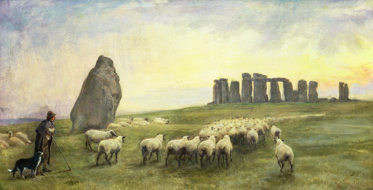 Powrót do domu, Stonehenge, Wiltshire, 1891 autorstwa Edgar Barclay