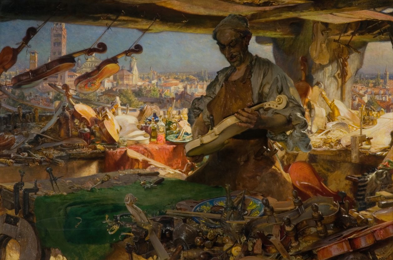 Stradivarius w swoim warsztacie, 1913. autorstwa Edgar Bundy