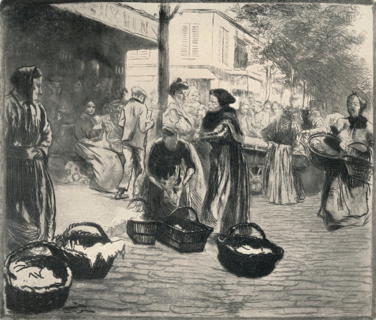 „Targ na świeżym powietrzu, Avenue de Clichy”, 1915 autorstwa Edgar Chahine