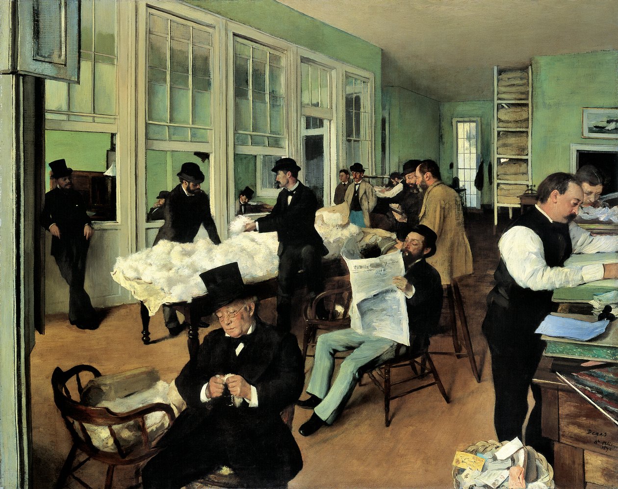 Biuro ds. bawełny w Nowym Orleanie Biuro ds. bawełny w Nowym Orleanie, 1873 r autorstwa Edgar Degas