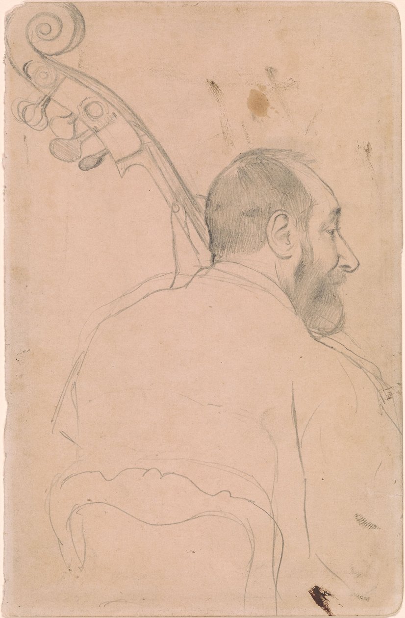 Achille Gouffe, kontrabasista Opery Paryskiej autorstwa Edgar Degas