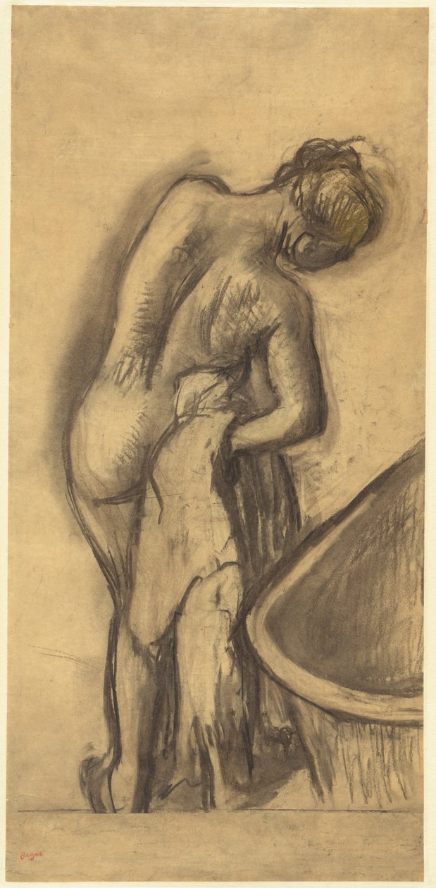 Po kąpieli: Kobieta susząca się, ok. 1900 (pastel) autorstwa Edgar Degas