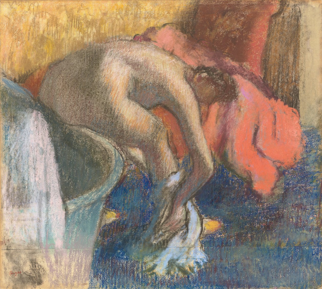 Po kąpieli kobieta suszy nogę autorstwa Edgar Degas