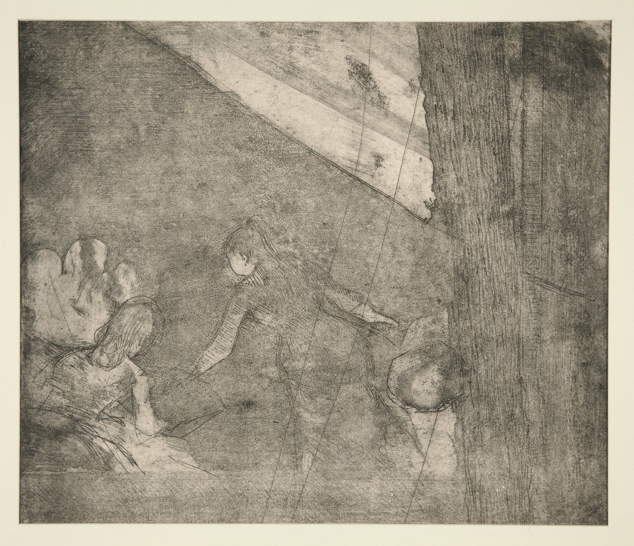 U ambasadorów, ok. 1877 (akwaforta, akwatinta i sucha igła) autorstwa Edgar Degas