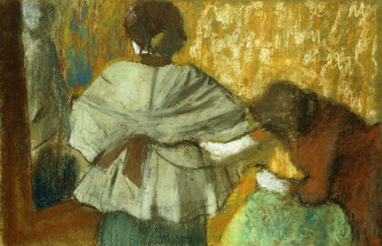 U krawcowej, przymiarka; U krawcowej, przymiarka, 1882 autorstwa Edgar Degas