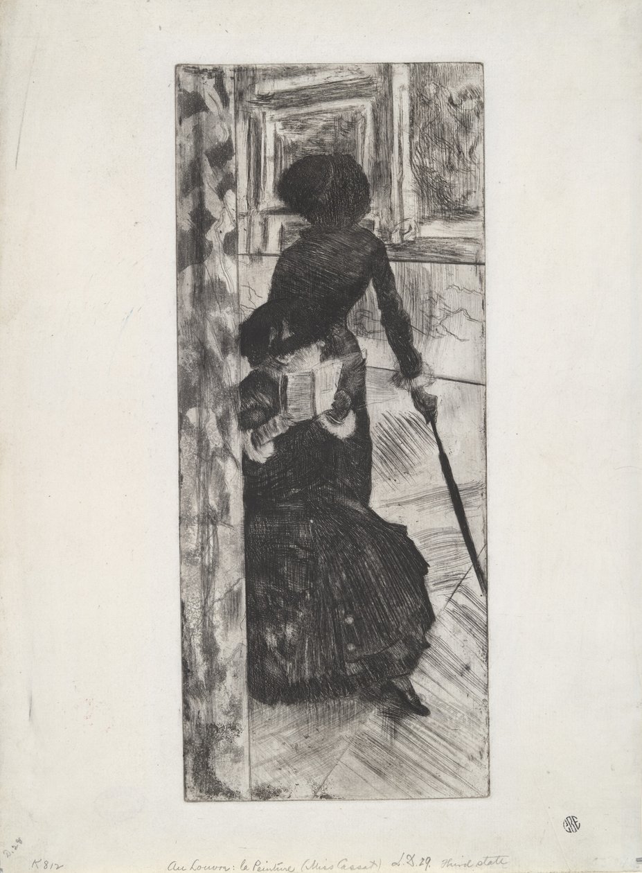 W Luwrze: La Peinture (Mary Cassatt), ok. 1879-80 (akwaforta i akwatinta) autorstwa Edgar Degas