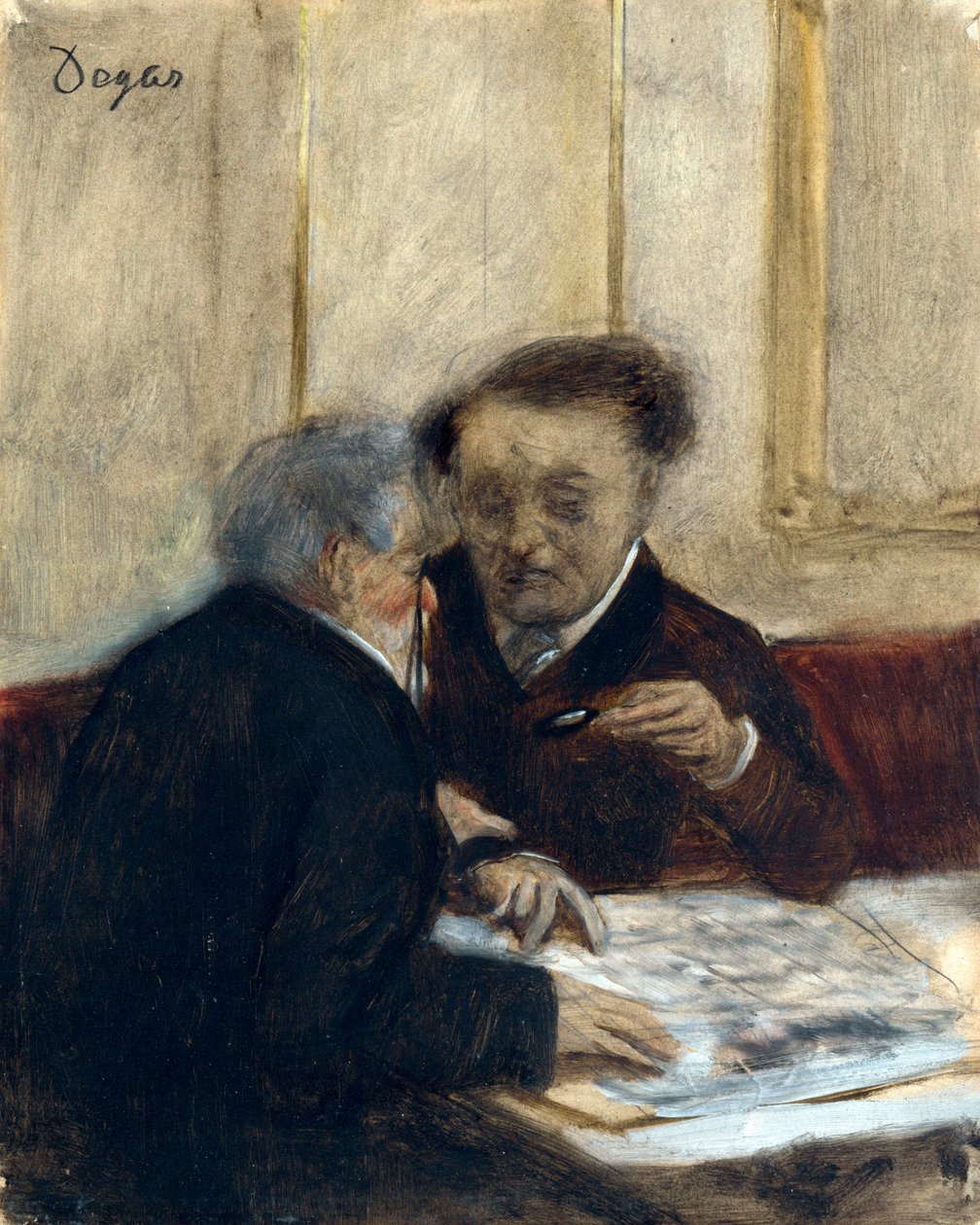 "W kawiarni Chateaudun" Obraz Edgara Degasa (1834-1917) ok. 1870 Wymiary 23,7x19 cm London National Gallery autorstwa Edgar Degas