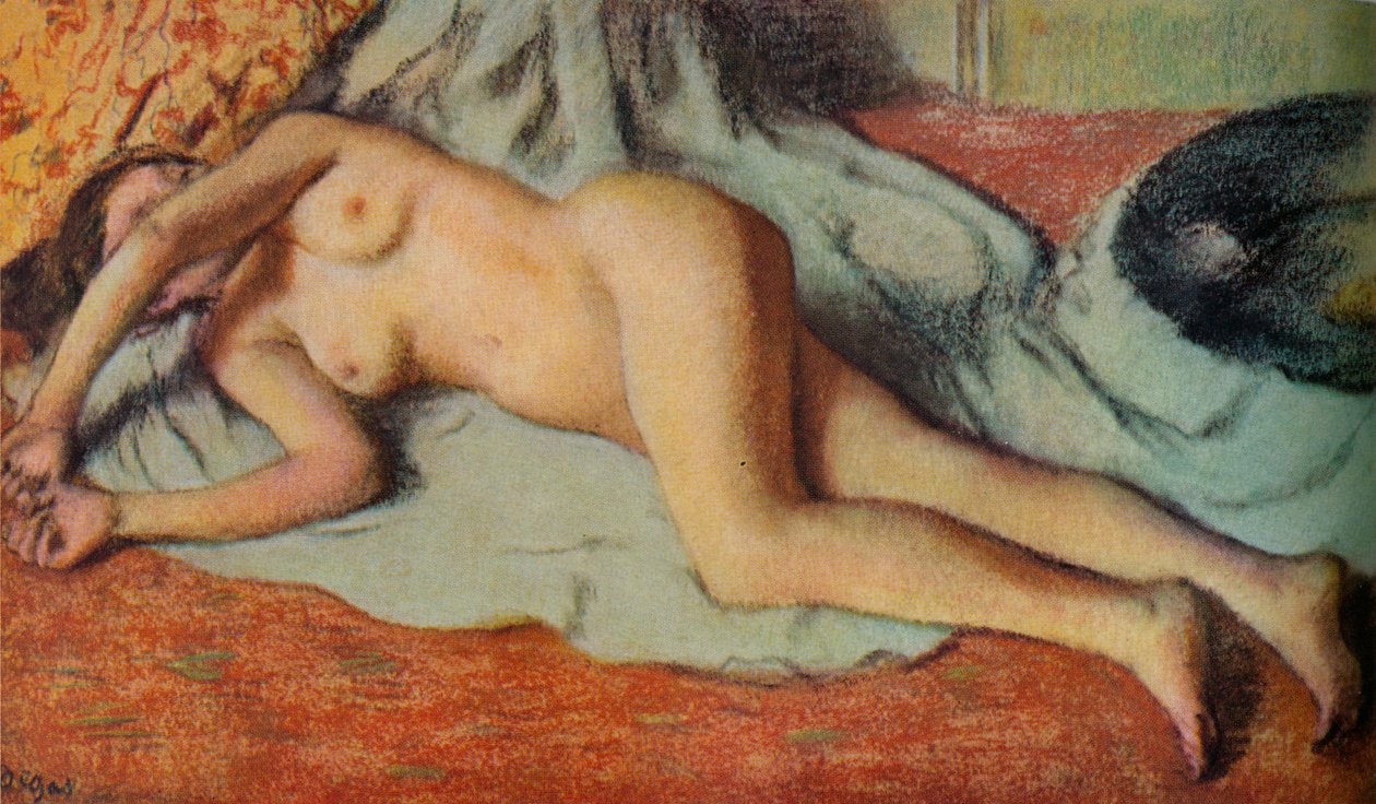 Kąpiący się leżący na ziemi, ok. 1885 r. autorstwa Edgar Degas