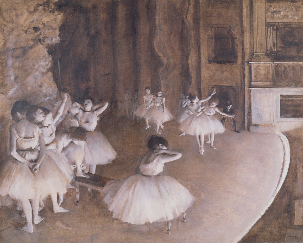 Próba baletowa na scenie autorstwa Edgar Degas