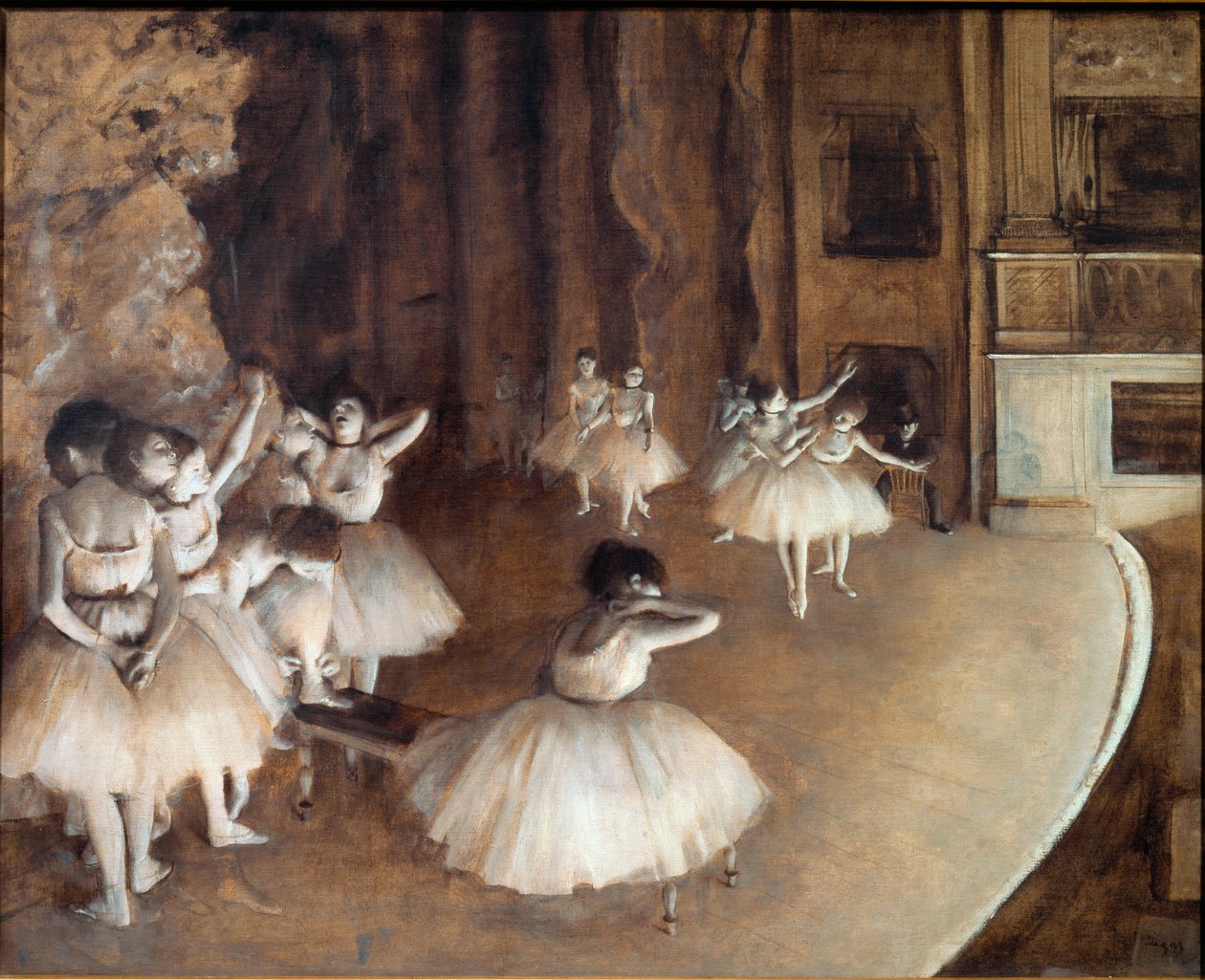 Próba baletowa na scenie autorstwa Edgar Degas