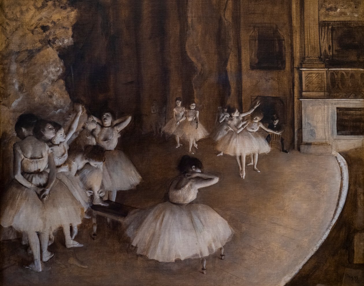 Powtarzanie baletu na scenie. 1874. Olej na płótnie. autorstwa Edgar Degas