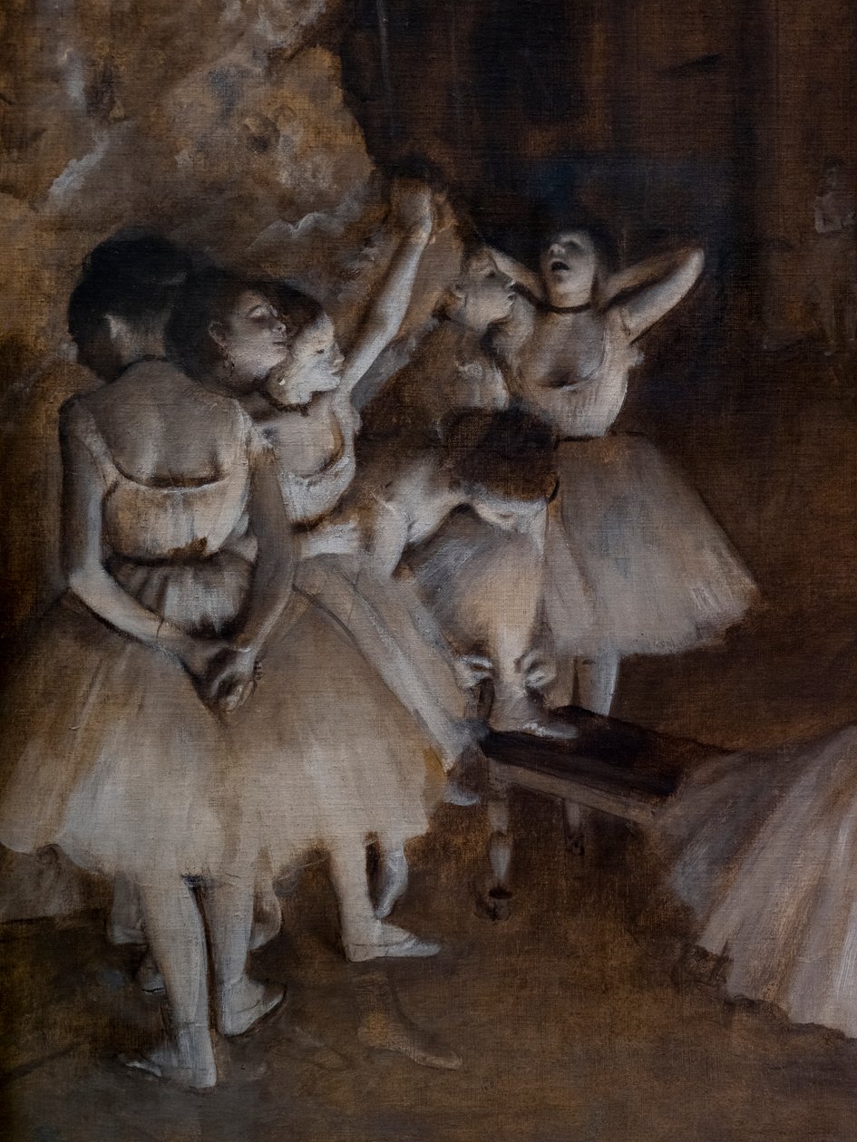 Repetycja baletowa na scenie (detal). 1874. Olej na płótnie. autorstwa Edgar Degas