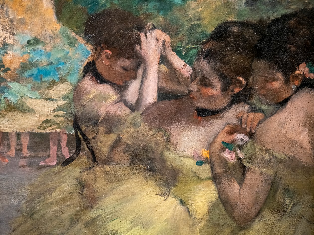Za kulisami (detal) (znani również jako „Żółte tancerki”). 1874-1876. Olej na płótnie. autorstwa Edgar Degas